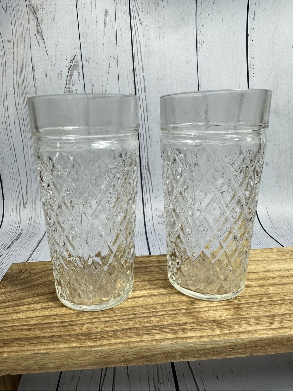 Vintage Anchor Hocking Quilted Diamond Point tumblers - Set of 2